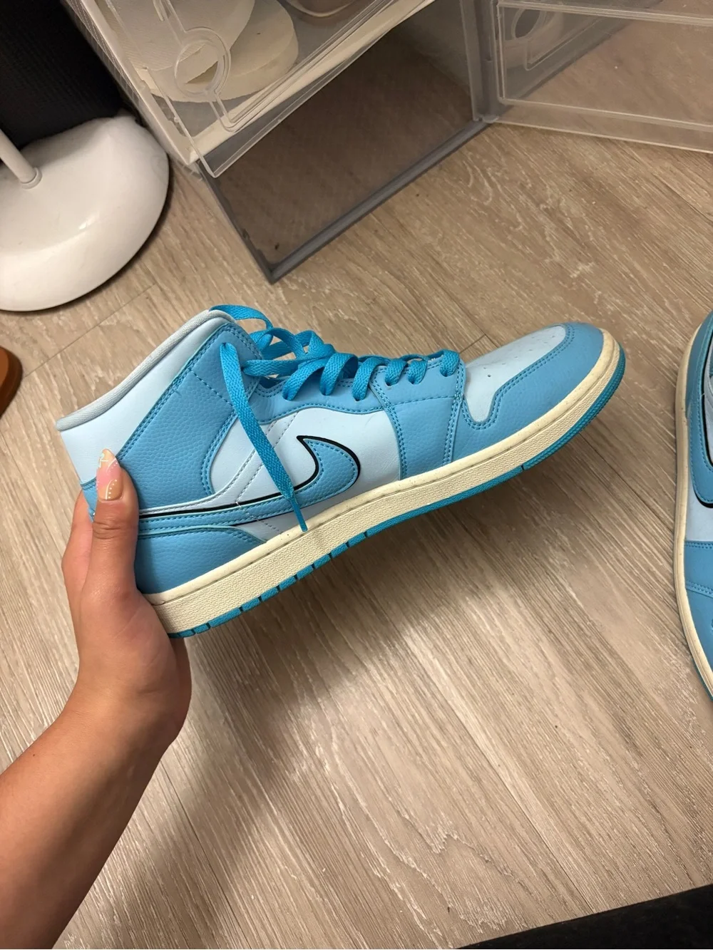 Nike Light Blue and White mid Sneakers